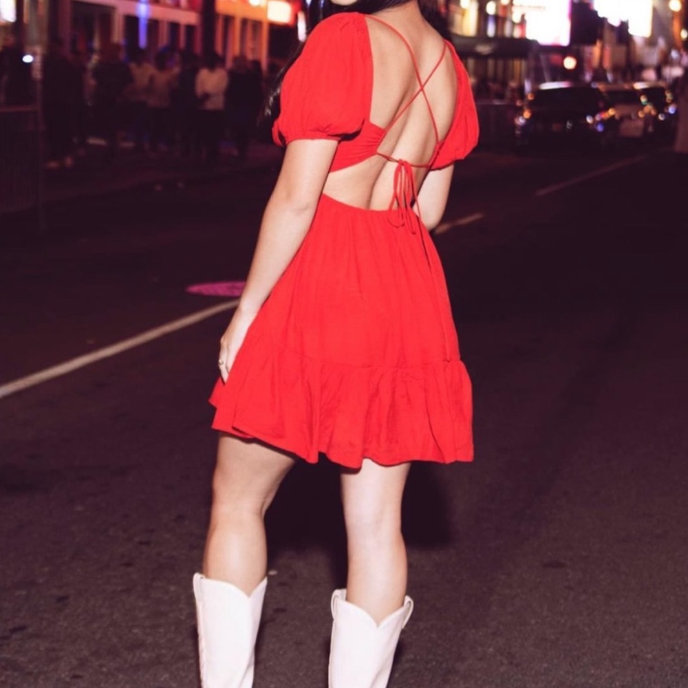 Elegant Red Open-Back Dress